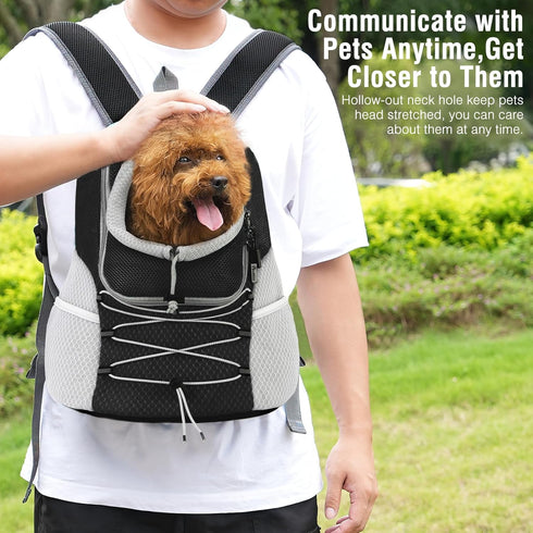 Pawaboo Pet Dog Carrier Backpack, Adjustable Breathable Front Carrier for Small Medium Dogs and Cats (Black M)