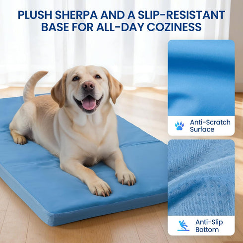InVarme 36" 20": Summer 46-80 lbs Orthopedic Dog Cooling Mat x Extra-Thick Self-Cooling with Removable Memory Foam