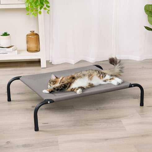 Furhaven Elevated Pet Cots - Cooling & Breathable Nylon Mesh Hammock for Small Dogs & Cats/Easy-to-Assemble/Durable and Reinforced/Perfect for Rest & Relaxation Outdoors - Graphite Gray, Small