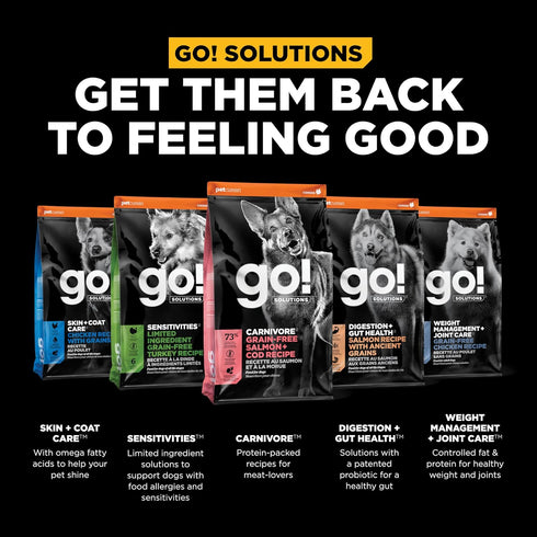 GO! SOLUTIONS Carnivore Protein Rich Dry Dog Food - Grain Free Salmon and Cod Recipe, 3.5 lbs