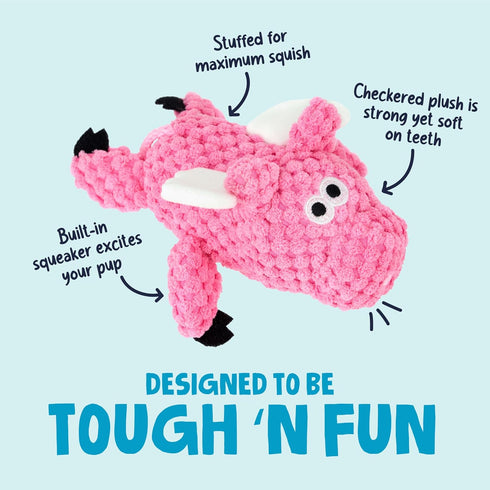 goDog Checkers Just for Me Flying Pig Squeaky Plush Dog Toy with Chew Guard Technology, Durable Fabric & Squeaker