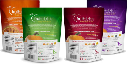 Fruitables Baked Crunchy Pumpkin Dog Treats, 7oz, Variety Pack of 4