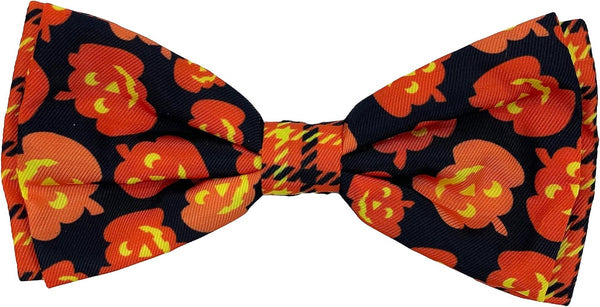 Huxley & Kent Bow Tie for Pets, Plaid-O-Lantern (Large), Halloween Velcro Bow Tie Collar Attachment for Dogs & Cats