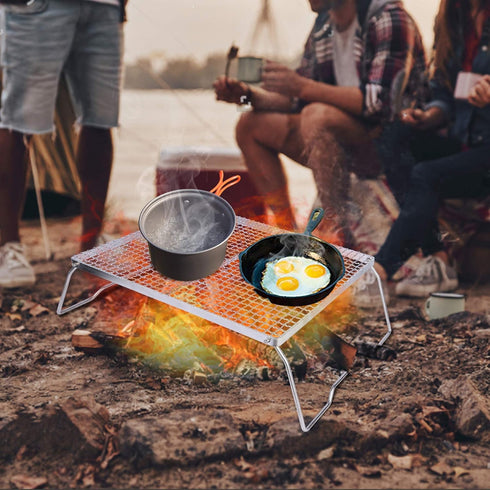 REDCAMP 17" Large Folding Campfire Grill, Heavy Duty Stainless Steel Portable BBQ Grill with Carrying Bag