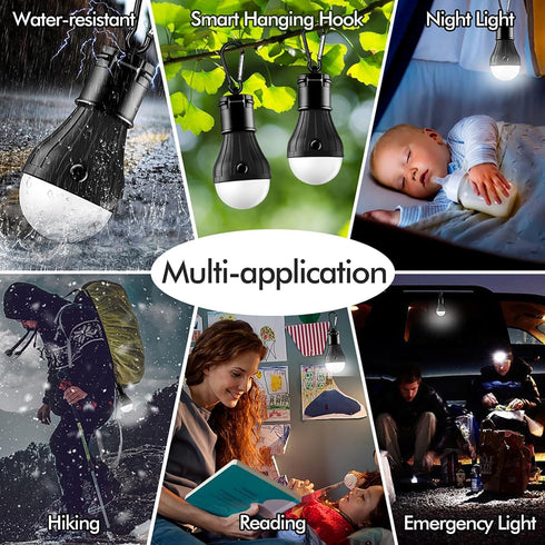 FLY2SKY Tent Lamp Portable LED Lights, 4 Packs Hook Hurricane Emergency Lights for Camping, Hiking, Backpacking