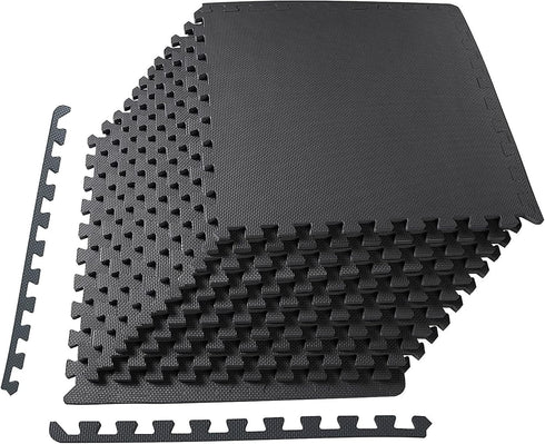 BalanceFrom 1/2' 24 24 1/2 48 12 Puzzle Exercise Mat Thick, EVA Interlocking Foam Floor Tiles for Home Gym, Mat