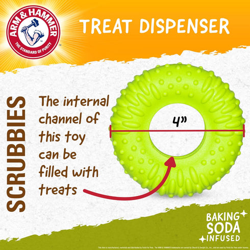 Arm & Hammer Scrubbies Puppy Chew Ring Dental Toy, Durable Teething Toy with Baking Soda, Interactive for Puppies