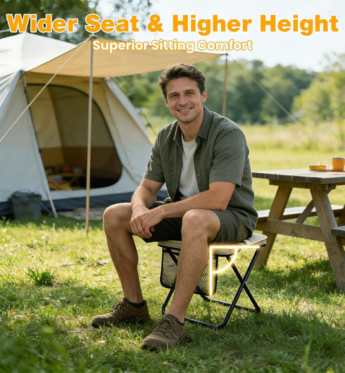 OrbitShell 14.2" Backpack XL Portable Chairs for Adults, Tall & Wide Knee-Friendly Folding Stool Pocket Chair, Foldable