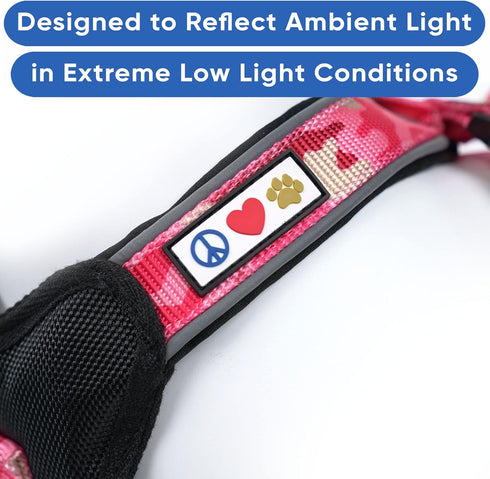 Pawtitas Reflective Dog Harness, Padded Comfort Control for Walks or Runs, Small Pink Dog Vest