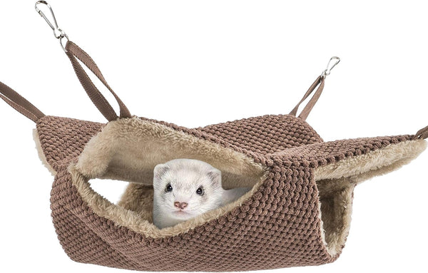 Niteangel Snuggle Sack Pet Hammock Swing for Ferret, Rats, Suger Glider, Squirrels - Chocolate Napping Bed Pocket