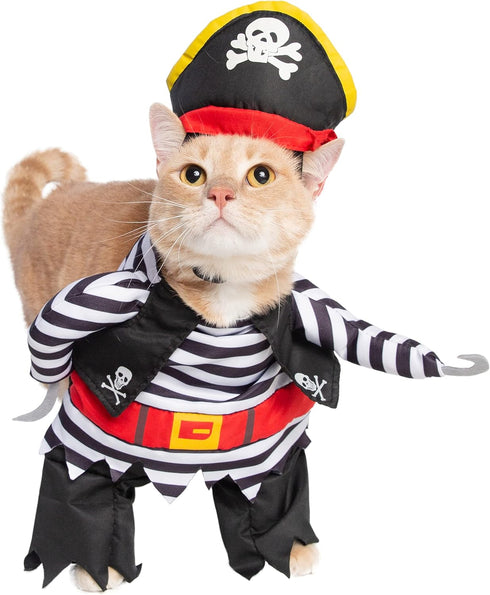 Pet Krewe Dog Pirate Costume & Cat Costume, Medium, with Arms, Pirate Hat, Tunic, Cape