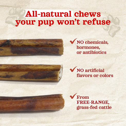 Natural Farm Bully Sticks Stuffed Collagen Sticks for Dogs, 4-5 Inch, 10-Pack, Rawhide-Free, Long Lasting Chews