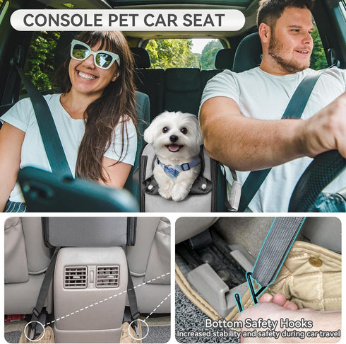 PETSFIT Multipurpose Console Dog Car Seat, Portable Small Dog Car Seat for Dogs, Cat Carrier, Pet Carrier Airline