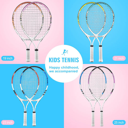 Kids Tennis Racket (2-Pack), Sizes 16"-25" for Ages 2-14, Affordable and Durable Gear for Fun