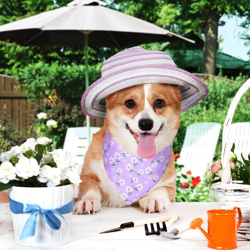 40 Sadnyy Pcs Spring Flower Dog Bandanas Bulk for Dogs Floral Bee Triangle Reversible Dog Bibs Adjustable Puppy