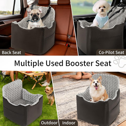 Rosynee 6.7inch 2 Dog Car Seat for Small Medium Dogs - Elevated Dog Booster Car Seats wih Soft Rose Velvet, Washable