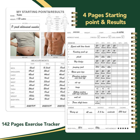Man8.5" 6" Thboxes Workout & Fitness Journal for Woman x Daily Exercise Log Notebook Personal Health Meal Planner