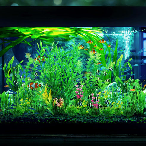 Fish Tank Plants, 20pcs Artificial Green Plants Aquarium Decorations, Fish Tank Accessories for Household and Office