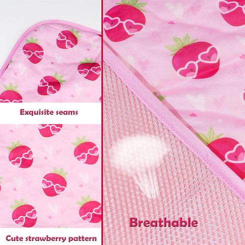 Dog Ice Pad, Ice Silk Cooling Mat for Cats, Summer Bamboo Breathable Pet Cooling Pad (Strawberry, S)