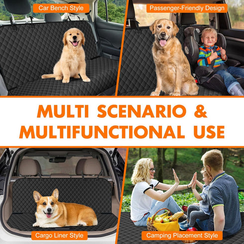 NECKORY Backseat Cover for Dogs, Waterproof and Non-Slip Pet Bench Seat Covers, Car Seat Protector for Back Seat