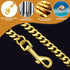 Gold Dog Chain Leash; 3FT 18K Gold Stainless Steel 10mm Cuban Link with Comfortable Leather Handle for Dogs (G)