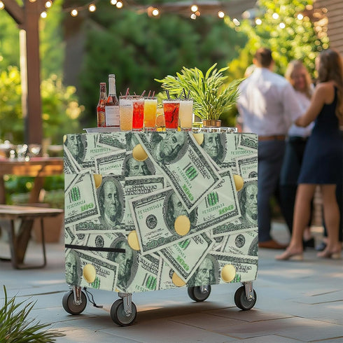 Xumfabuy 80 Rolling Cooler Cart Cover Dollar Print Ice Chest Cover Fits Most Outdoor Utility Cart and QT Drink Cooler