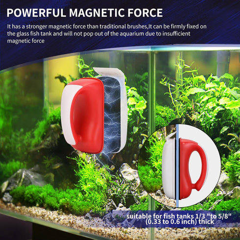 1/3 5/8 Inch Aquarium Magnetic Brush Fish Tank Cleaner,Fish Glass Cleaner Algae Tool,Double Side Floating Algae