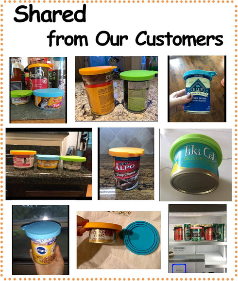 Comtim Pet Food Can Cover - Silicone Can Lids for Dog and Cat Food (Universal Size, Green and Orange)