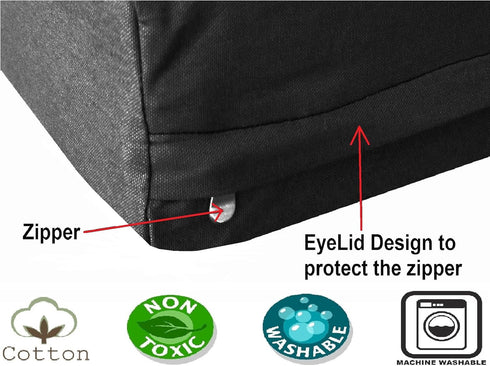 Dogbed4less Replacement Canvas External Cover for XXL Pet Bed - Black - 55"X37"X4" Size