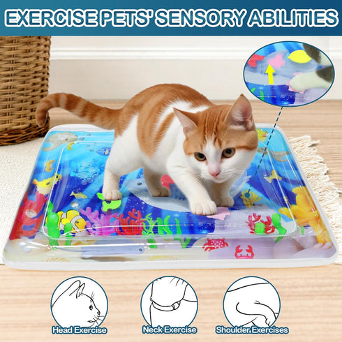 Upgraded Water Sensory Playmat for Cats, Interactive Pet Water Sensory Mat Pad, Thickened Cat Dog Toys for Indoor