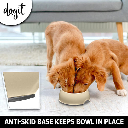 Dogit Dog Bowl Slow Feeder for Wet or Dry Food, Go Slow Anti-Gulping Dish, White, Size S