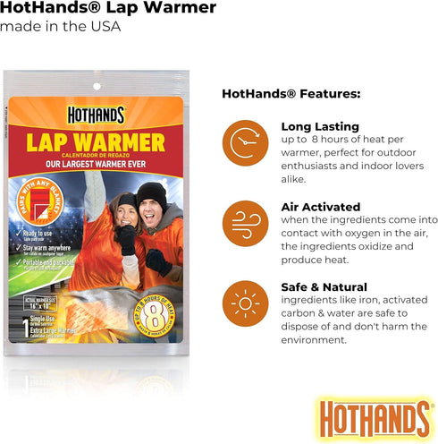 HotHands Lap Warmer, Largest Warmer 16" X 10", Up to 8 Hours of Long Lasting Heat - 1 Lap Warmer, Tan