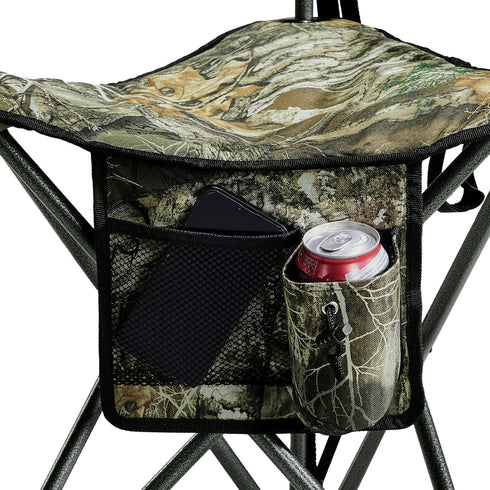 PORTAL Extra Large Quick Folding Tripod Stool with Backrest, Fishing Camping Chair with Carry Strap