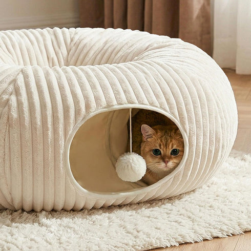 40 Cat Tunnel Bed with Pcs Interactive Cat Toys, Cat Tube with Kitten Toys for Indoor Kittens, Collapsible Play Tunnel