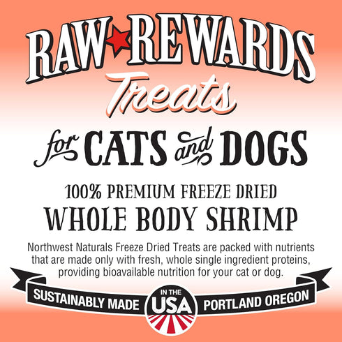 Northwest Naturals Raw Rewards Freeze-Dried Shrimp Treats for Dogs and Cats, Healthy, 1 Ingredient, 1 Oz