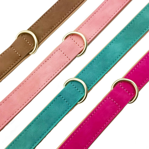 Leather Dog Collar for Medium Dogs, Soft Padded with Heavy Duty Gold Buckle, Durable & Comfortable for Daily Walking