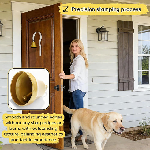 7.09 Inch 3 Dog Doorbell for Potty Training, Wall Mounted Bronze Bell with White Metal Bracket, Height, Includes