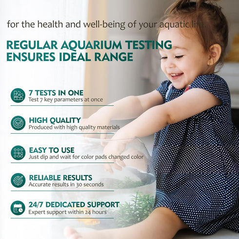 7 in 1 Aquarium Test Strips, 125 Count for Freshwater, Saltwater, Pond Water Testing Kit