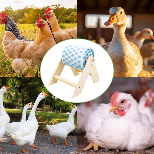 MinrzPet Chicken Coop Accessories, Beak Grinding Calcium Stone with Wooden Stand, Chicken Enrichment Toys, Toys