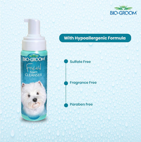 8 oz 1-Pack Bio-groom Facial Cleanser - Dog Face Wash, Unscented, No Rinse, Dog Face Scrub, Tear Stain Remover