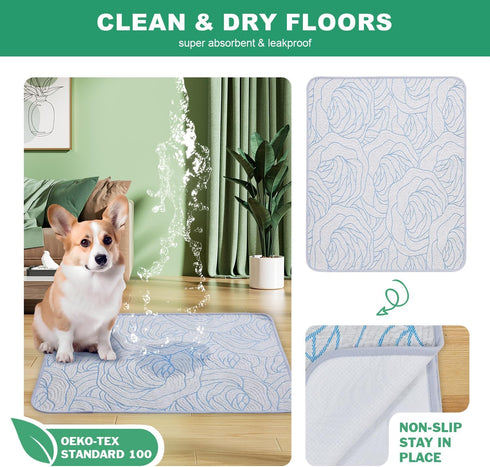 72"x72" Qeils Pee Pads Reusable Washable Puppy Pads- Extra Large Dog Training Pads, Absorbent Protective Pads Leakproof