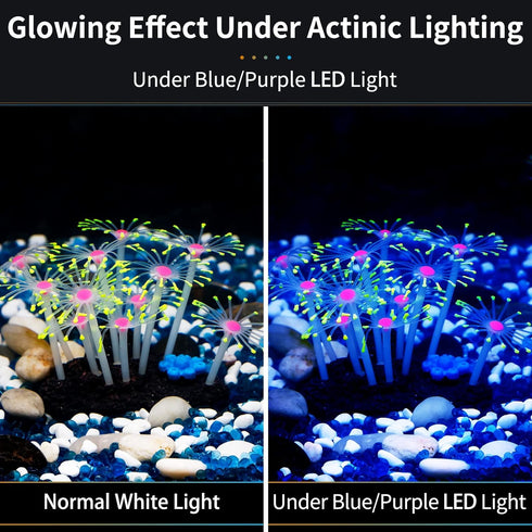 Uniclife Glowing Effect Artificial Coral Plant, Decorative Aquarium Ornament, Yellow