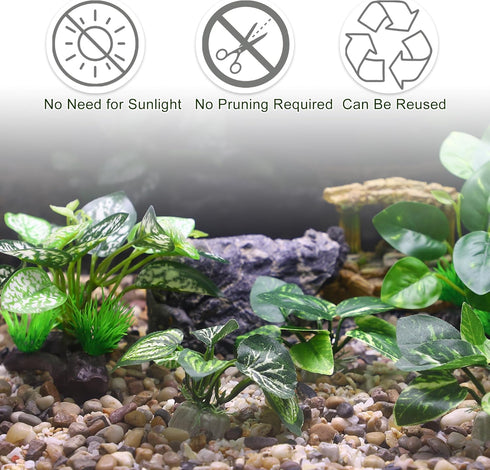 Aquarium Plastic Plants, Silk Plants Set Decor for Betta Fish (Green, 5pcs)