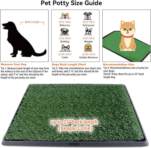 Dog Grass Pad with Tray 25"X20", Artificial Grass for Potty Training, Indoor Outdoor Dog Pee Grass Litter Box