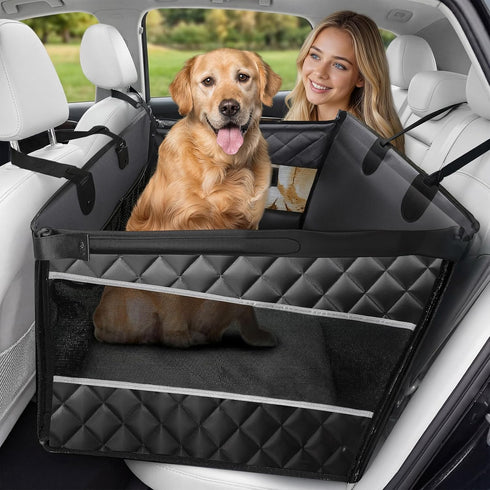 glozaic Large Dog Car Seat Integrated Hard-Back, Durable Waterproof Rear Seat Extension Pad