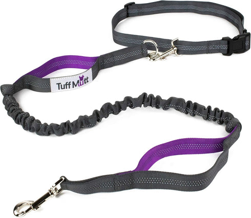 Tuff Mutt Hands-Free Waist Leash for Dog Walking, Running, Hiking - Adjustable Belt with Double Handle for Large Dogs
