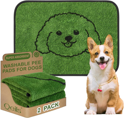 Qeils Reusable Puppy Pads, Washable Pee Pads for Dogs 2 Pack Durable