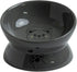 Ceramic Elevated and Tilted Cat Food Bowl, Dishwasher Safe, White (Gray)
