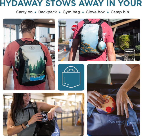 HYDAWAY Collapsible Water Bottle Travel Case, Store & Protect Bottles, TSA Mini Accessory Bag with Carabiner Clip