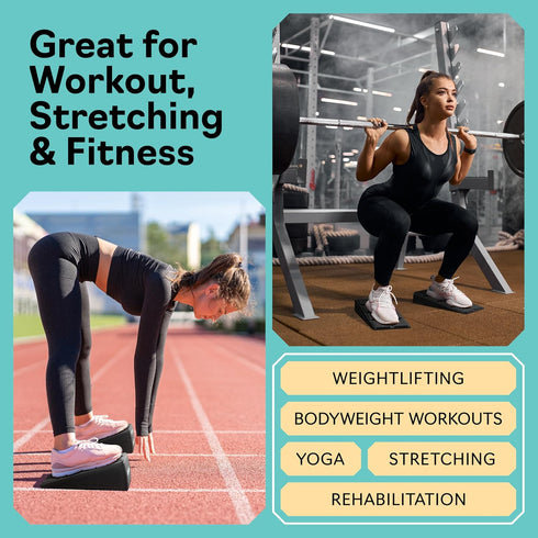 Squat Wedge Set of 3 - Slant Board for Calf Stretching, 520 LBS Weight Capacity